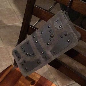 Beautiful Sorpresa dark gray suede leather bag
